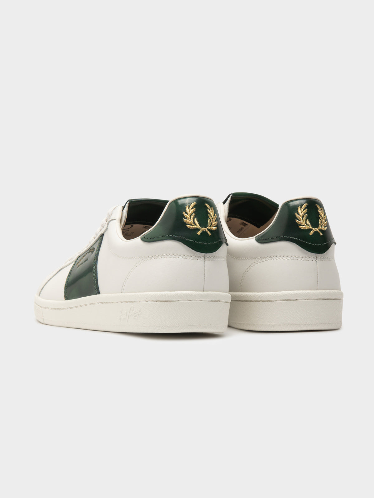 Mens B721 Leather Sneakers in Off-White &amp; Green