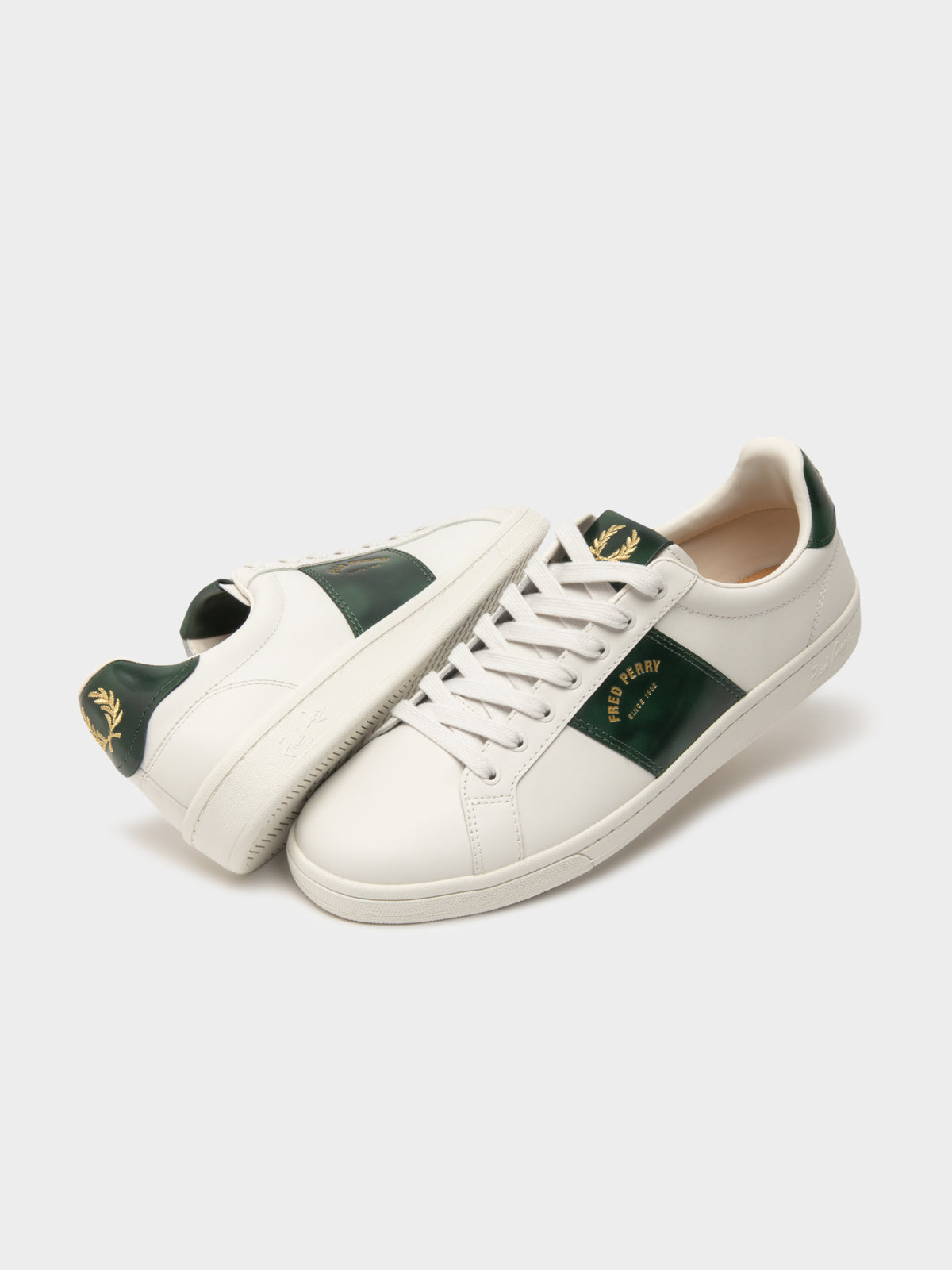 Mens B721 Leather Sneakers in Off-White &amp; Green