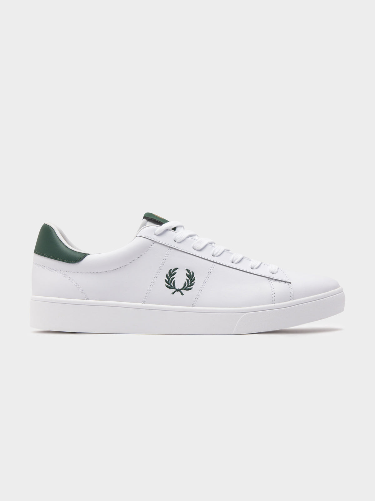 Spencer Leather Sneaker in White &amp; Ivy Green