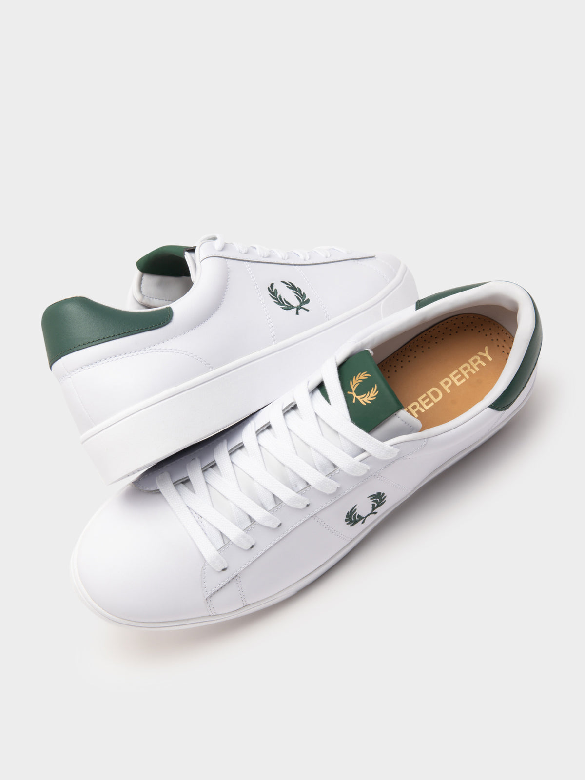 Spencer Leather Sneaker in White &amp; Ivy Green