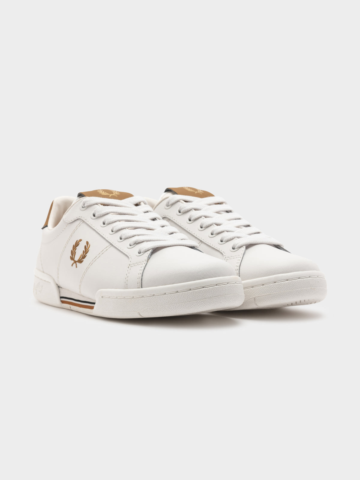 Mens Spencer Leather Sneakers in White &amp; Burnt Red
