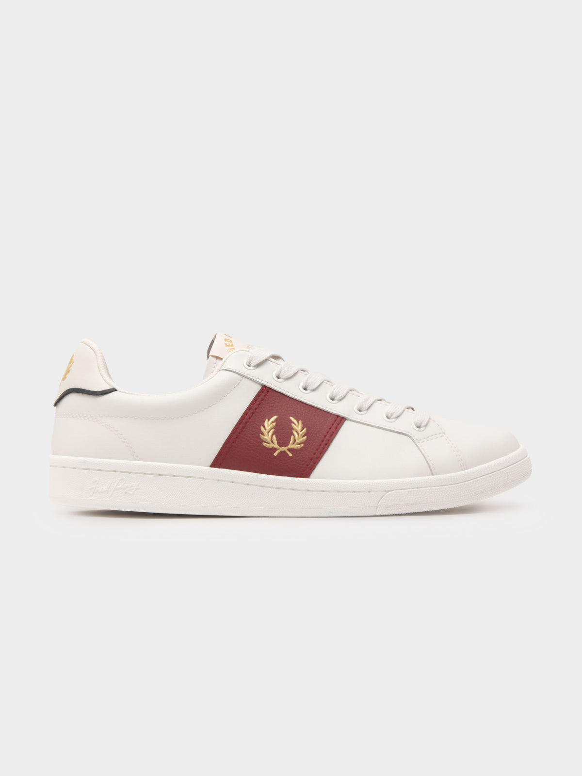 B721 Gold Detail Leather Sneaker in White