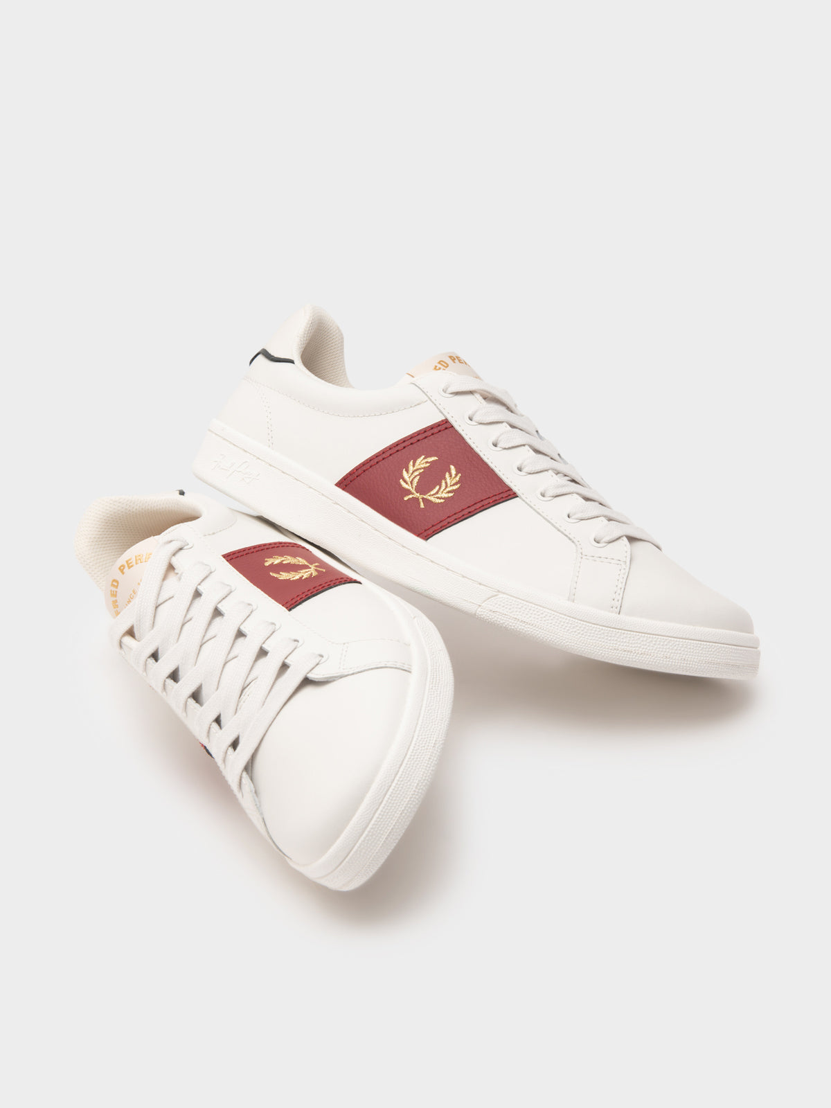B721 Gold Detail Leather Sneaker in White