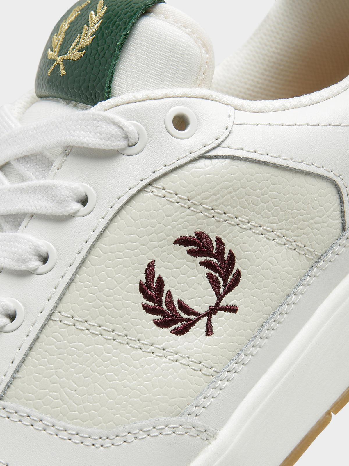 Mens B300 Scotch Grain Leather Sneakers in White, Green &amp; Burgundy