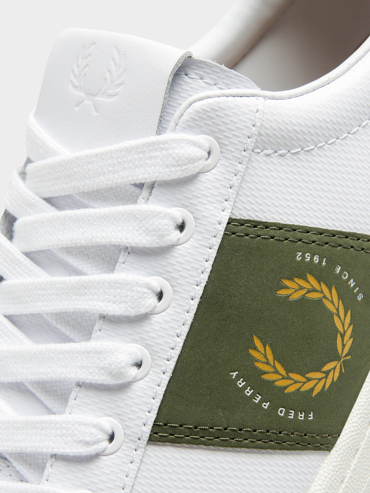 Mens B721 Pique Emblem Sneaker in White &amp; Khaki