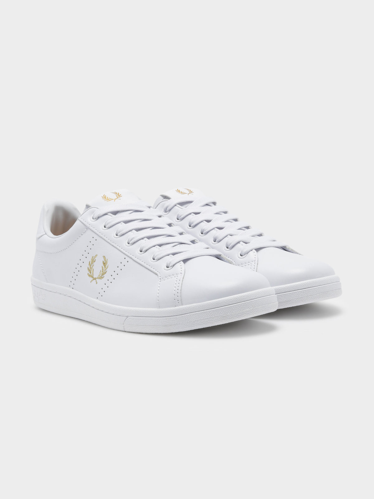 Mens B721 Leather Sneakers in White &amp; Gold