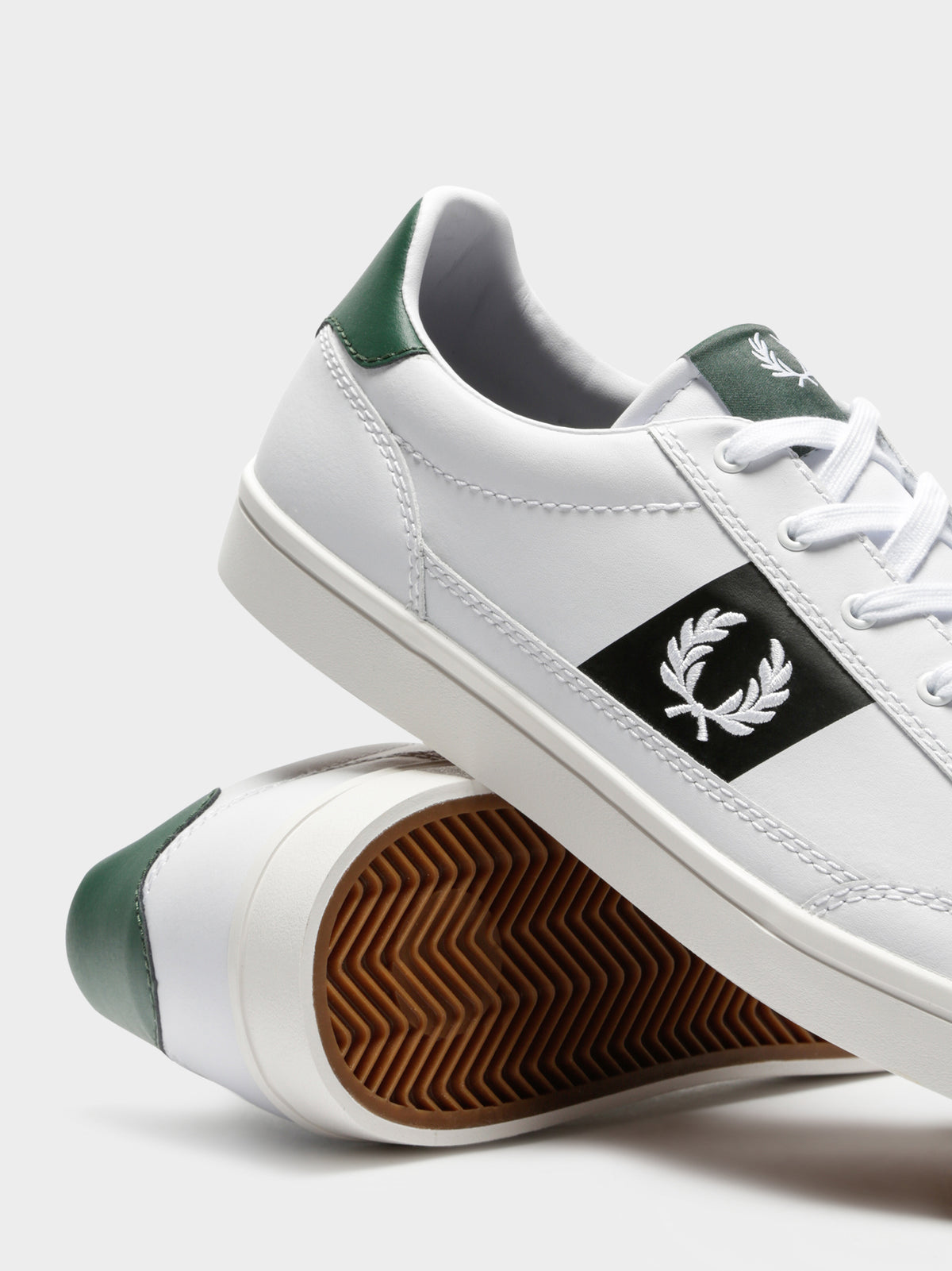 Deuce Leather Sneakers in White &amp; Green
