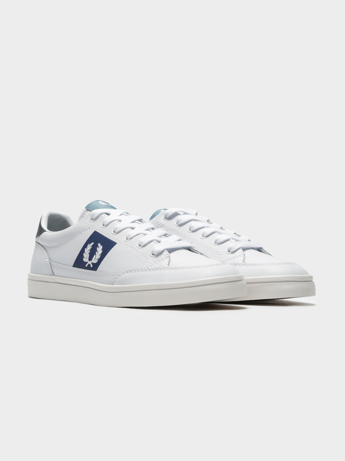 Deuce Leather Sneakers in White Blue &amp; Green