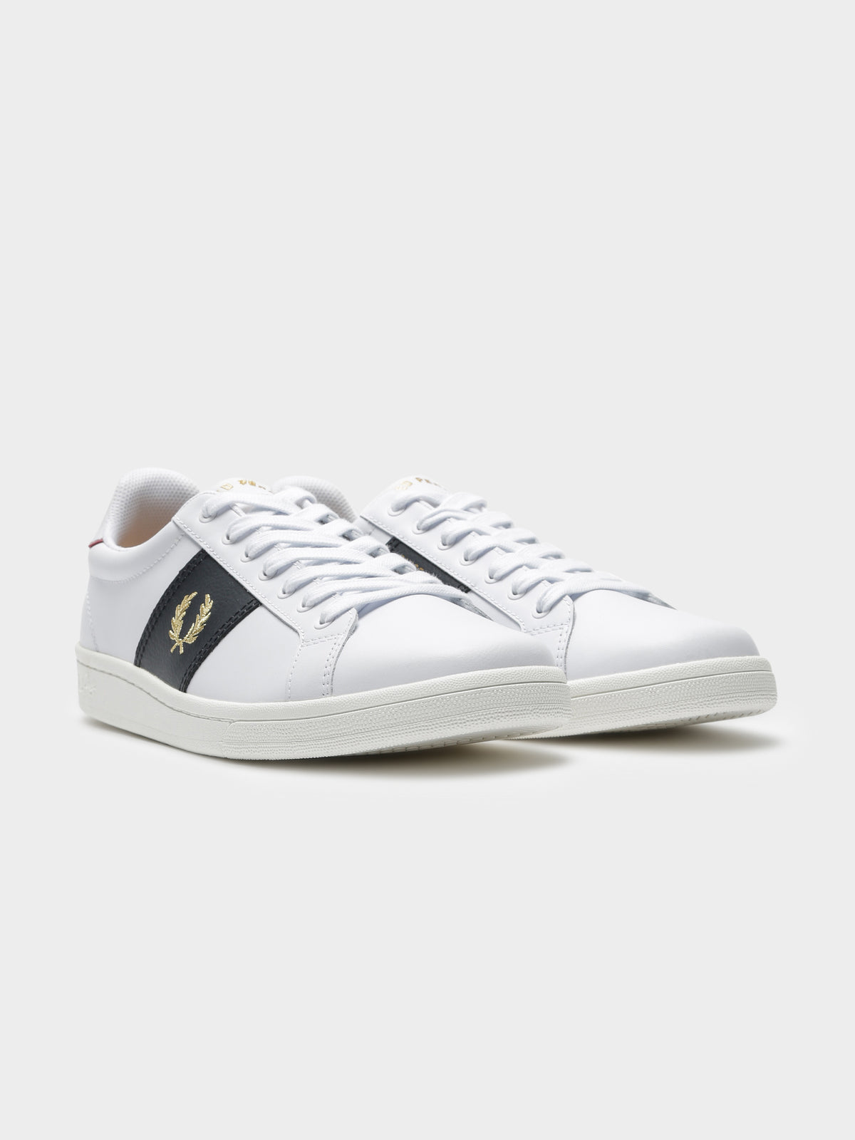 Mens B721 Leather Sneaker in White and Black