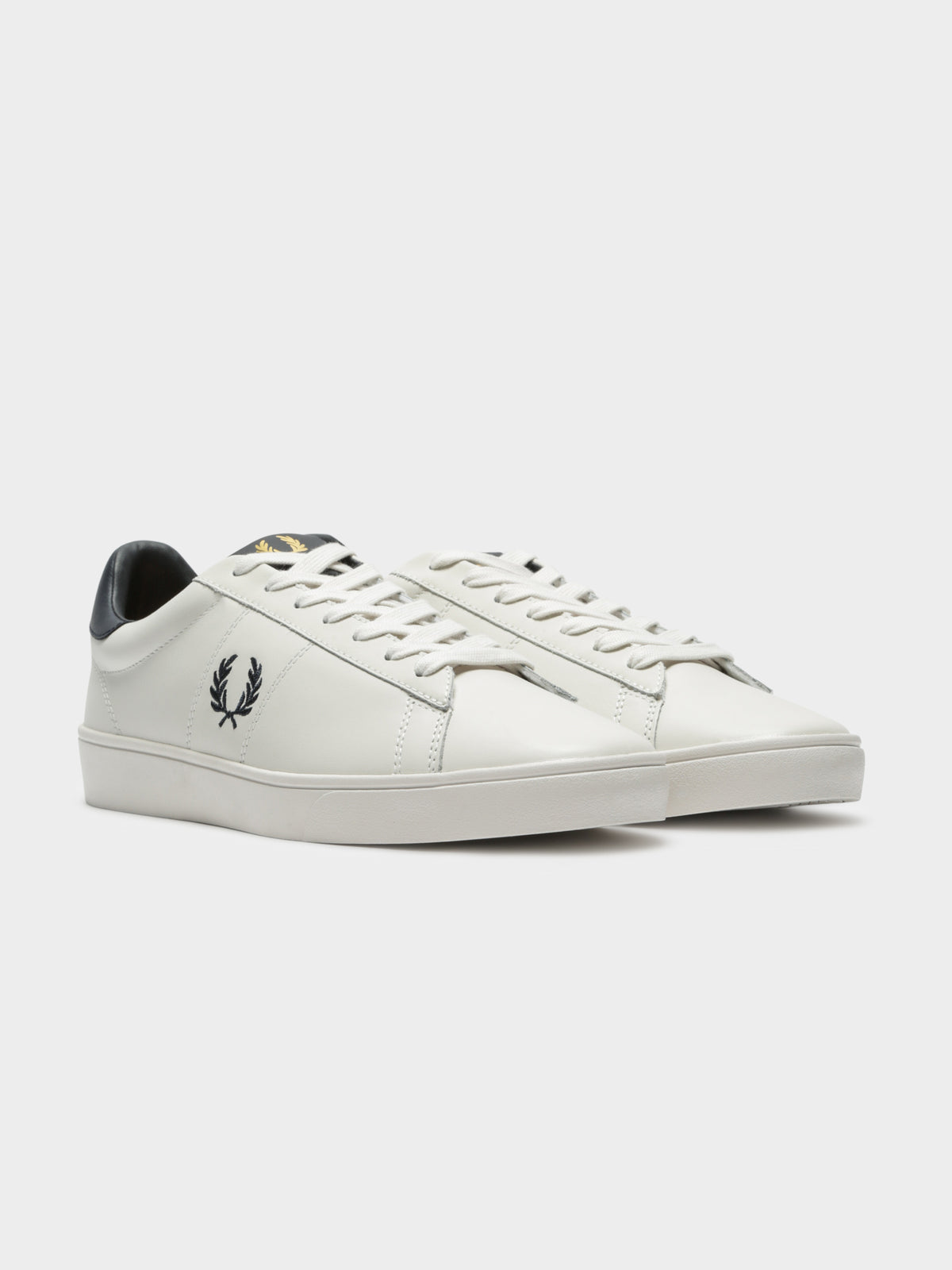 Spencer Leather Sneakers in White &amp; Navy