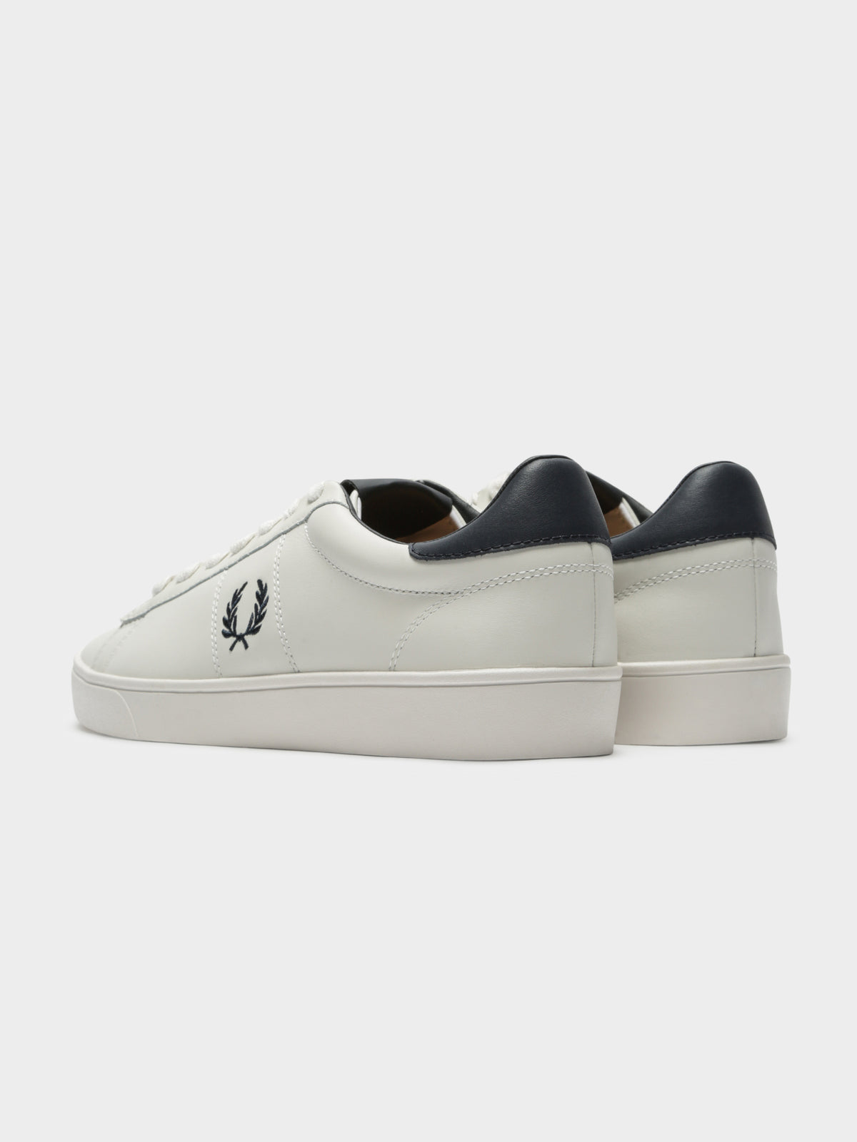 Spencer Leather Sneakers in White &amp; Navy