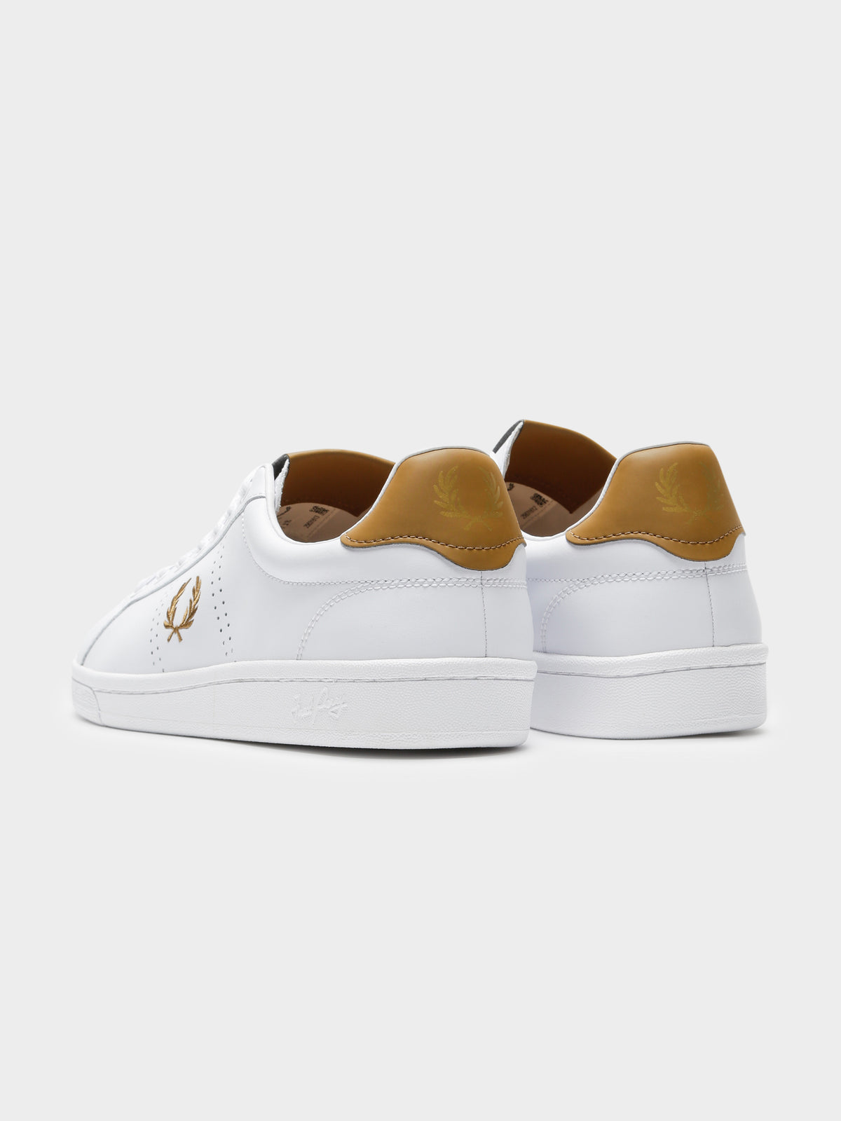 Mens B721 Leather Sneaker in White and Tan