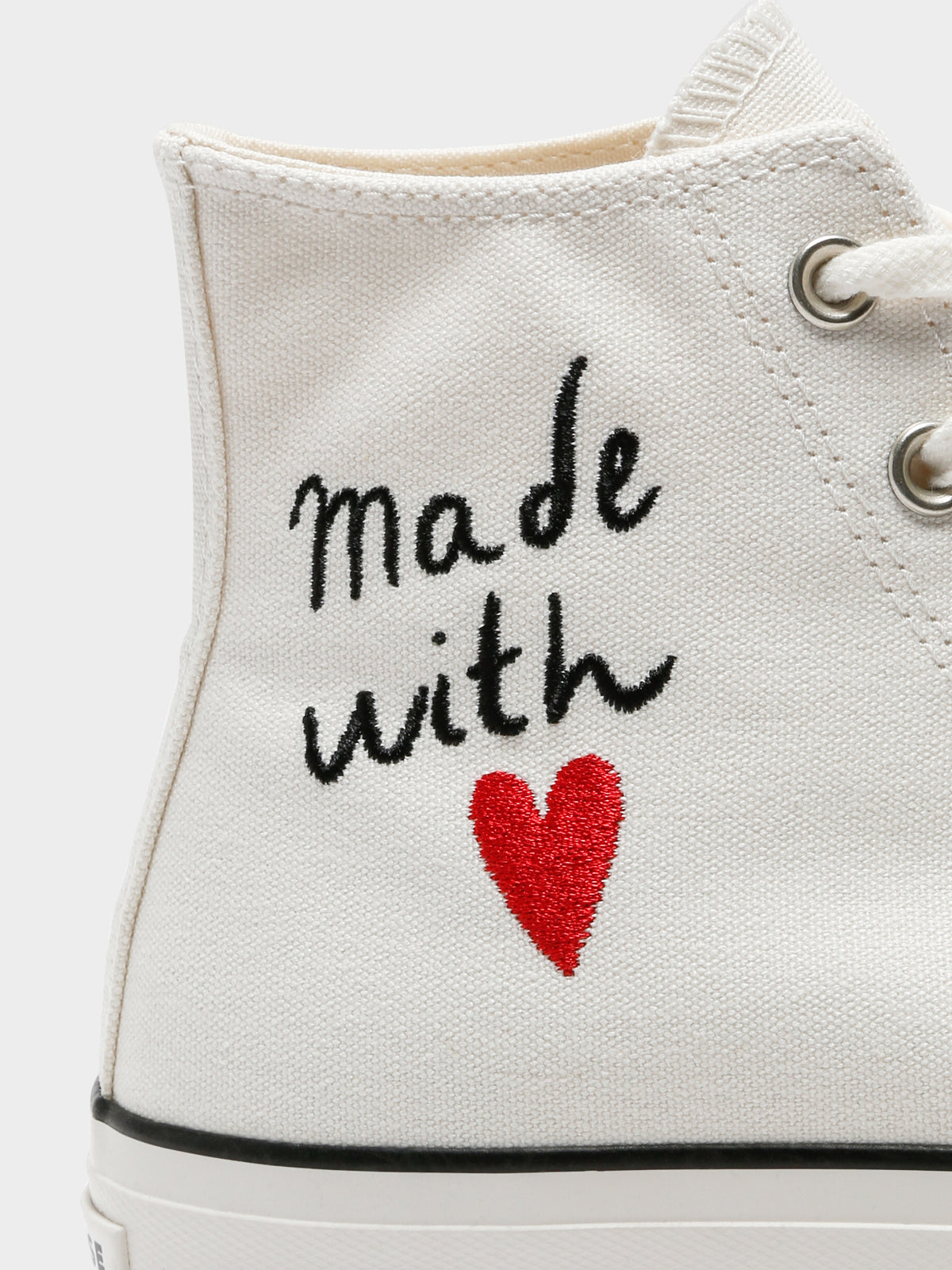 Converse Womens Made With Love Platform Chuck Taylor All Star High Top Sneakers | White