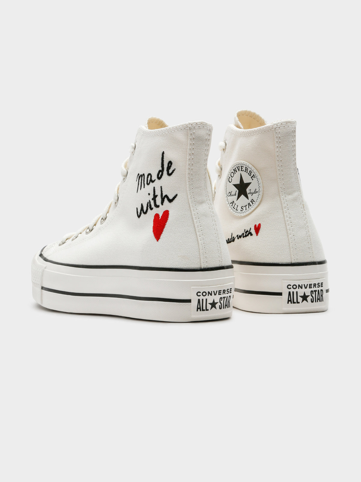 Womens Made With Love Platform Chuck Taylor All Star High Top Sneakers in Vintage White