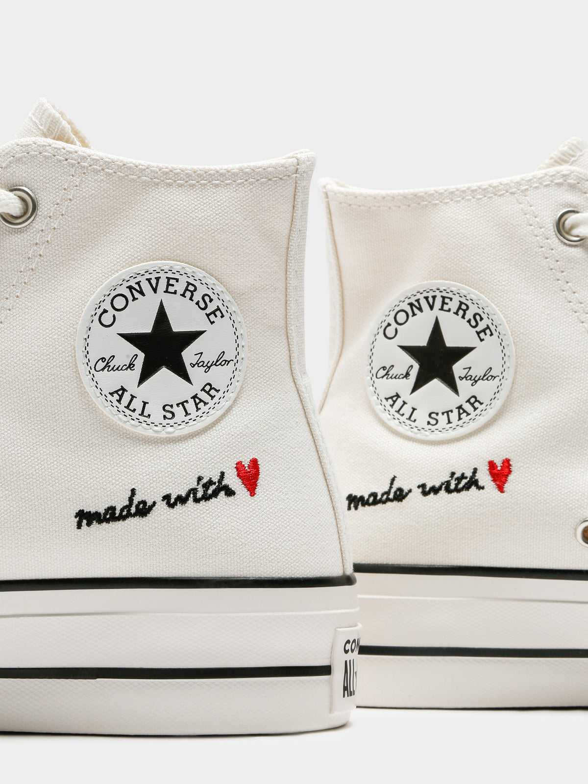 Converse Womens Made With Love Platform Chuck Taylor All Star High Top Sneakers | White