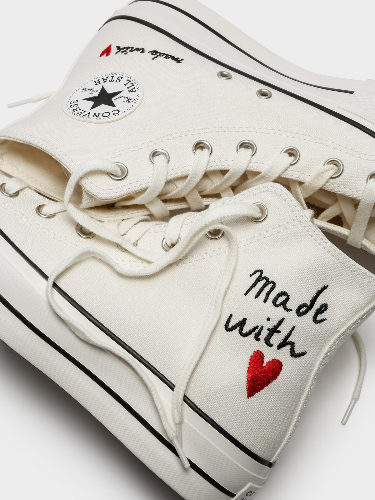 Womens Made With Love Platform Chuck Taylor All Star High Top Sneakers in Vintage White