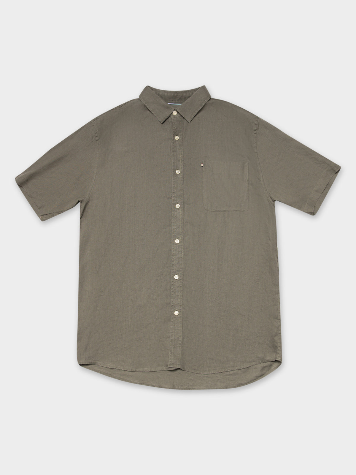 Hampton Linen Short Sleeve T-Shirt in Olive