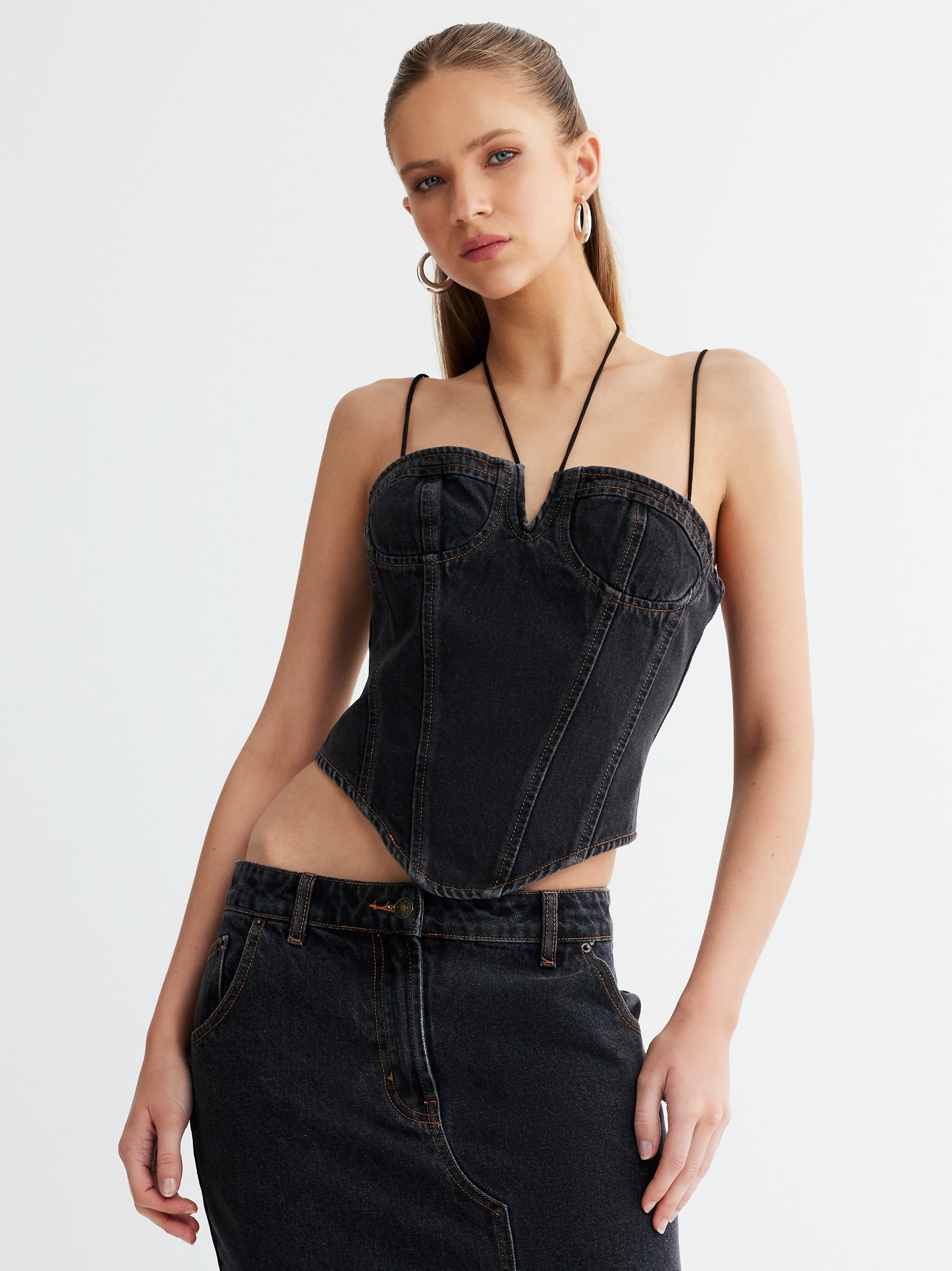 Del Gato Corset in Charcoal - Glue Store
