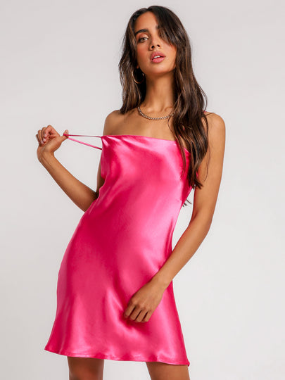 Bias Cut Slip Dress in Pink
