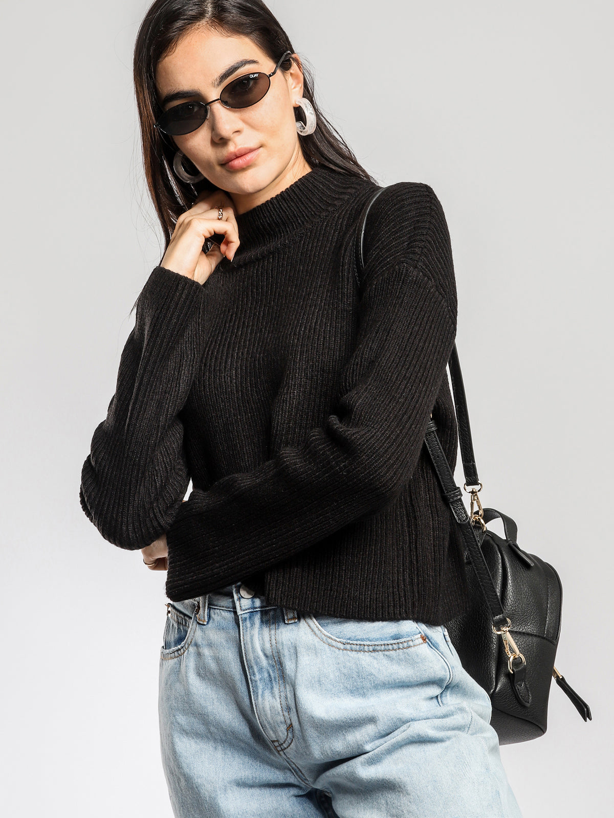 Finia Knit Sweater in Black