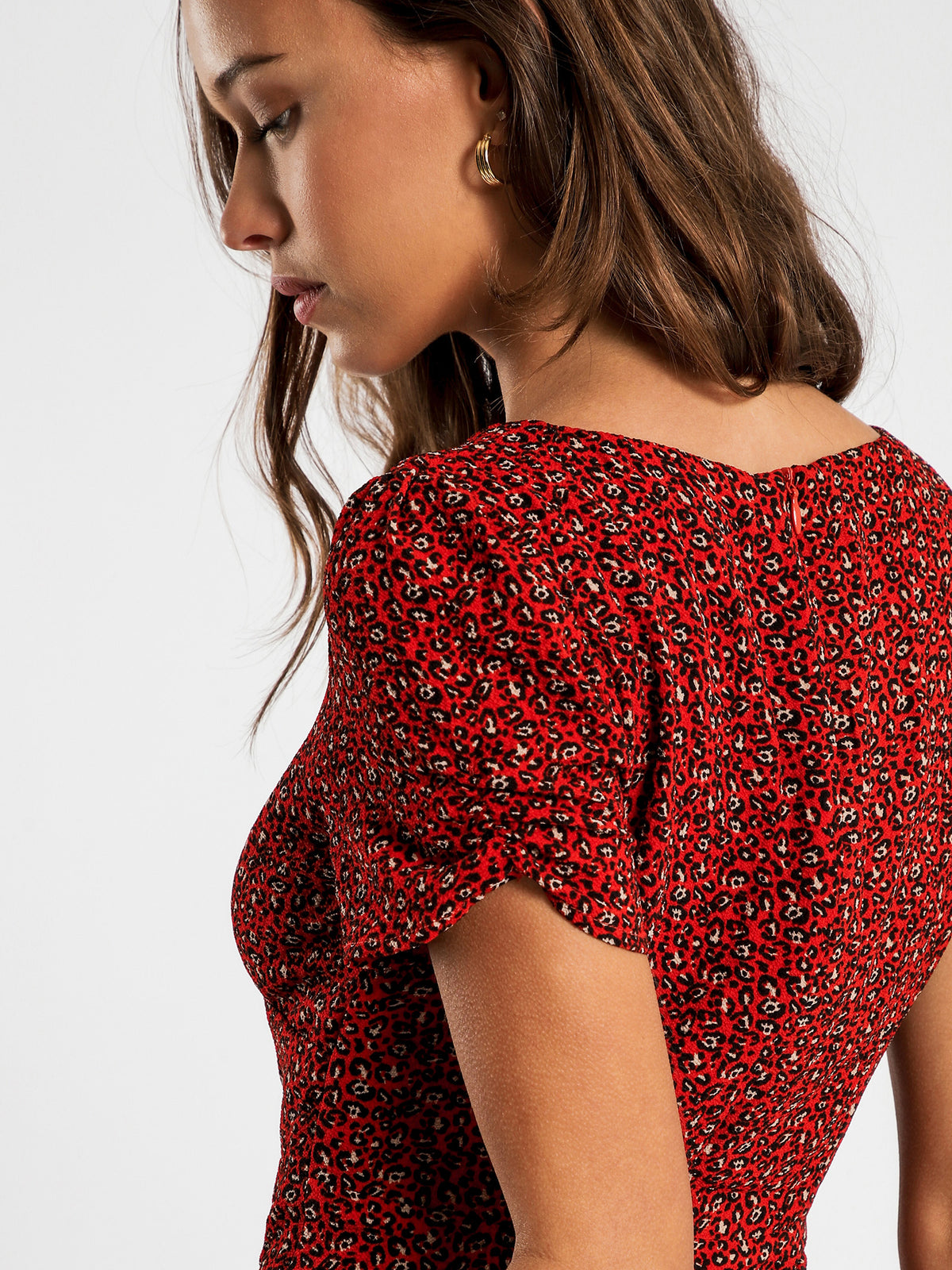 Billie Mini Dress in Red Leopard Print