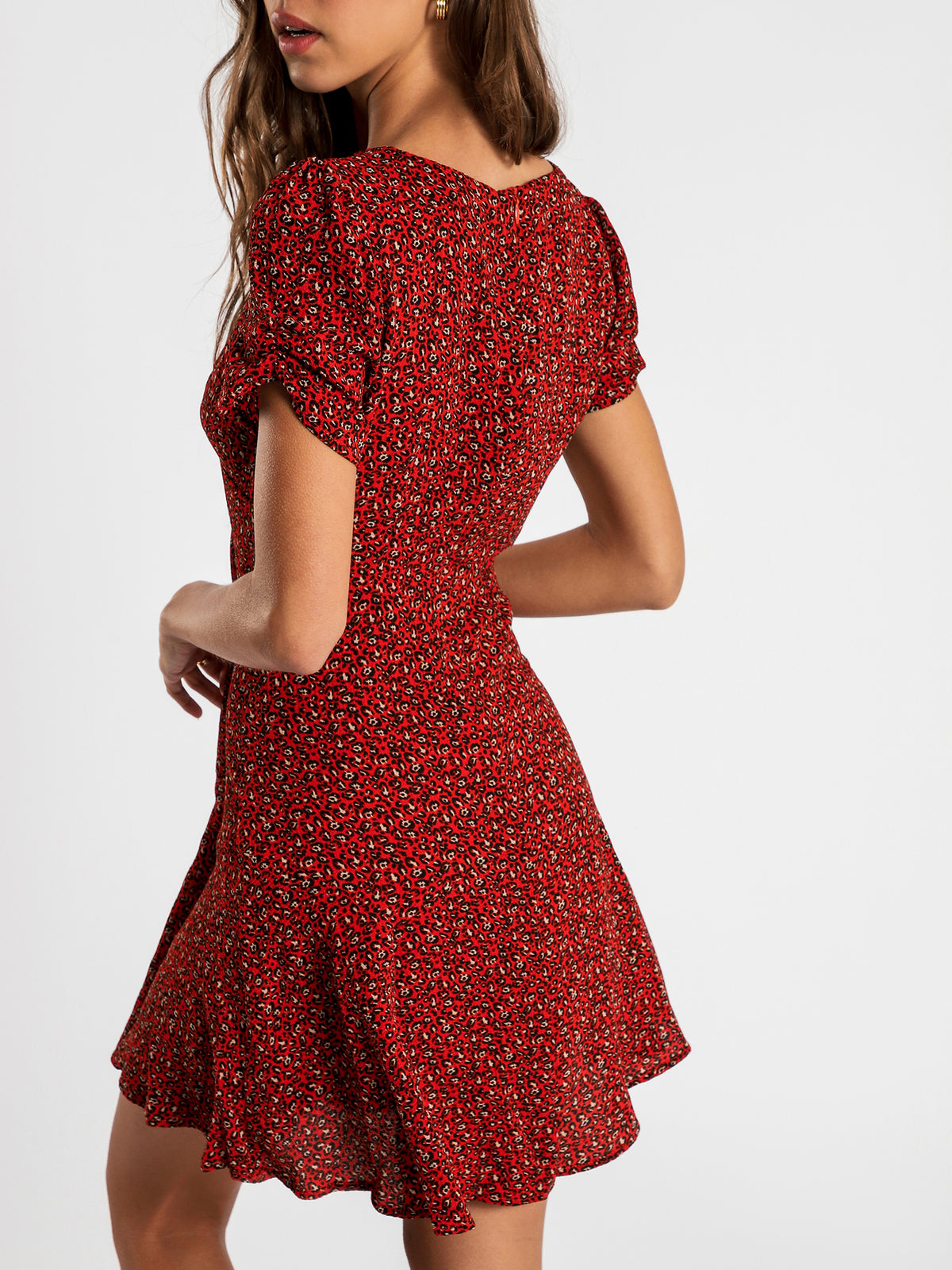 Billie Mini Dress in Red Leopard Print