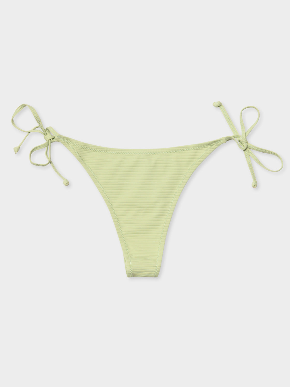 Plain Ribbed String Bikini Brief in Apple Green