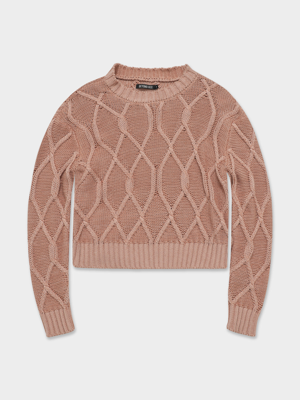 Nina Cable Knit Sweatshirt in Peach