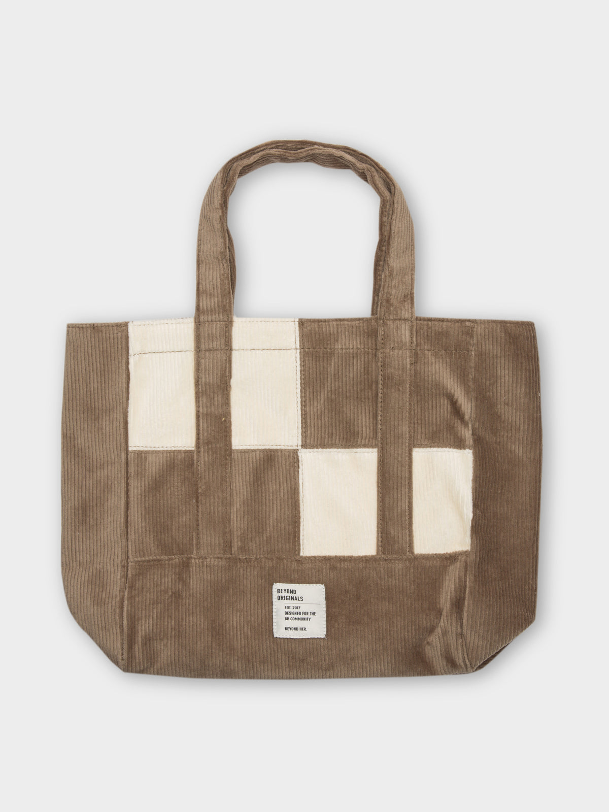 Mini Cord Patch Tote Bag in Patchwork Brown