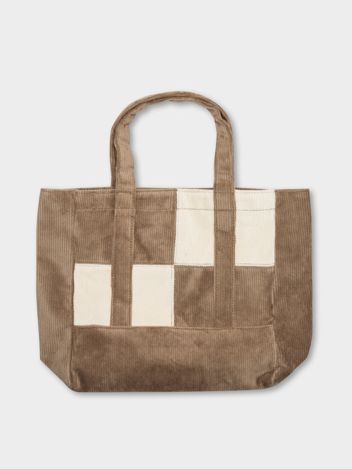 Mini Cord Patch Tote Bag in Patchwork Brown