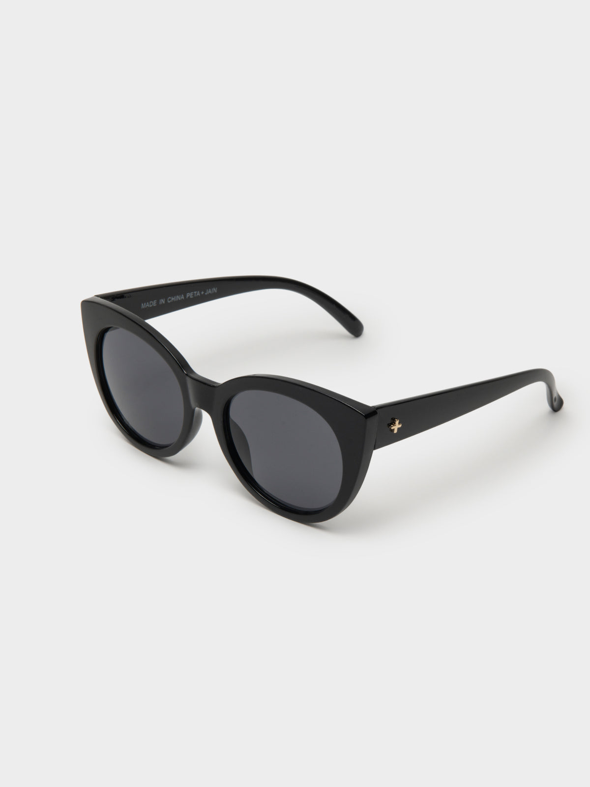 Beatrix Round Cat-Eye Sunglasses in Black
