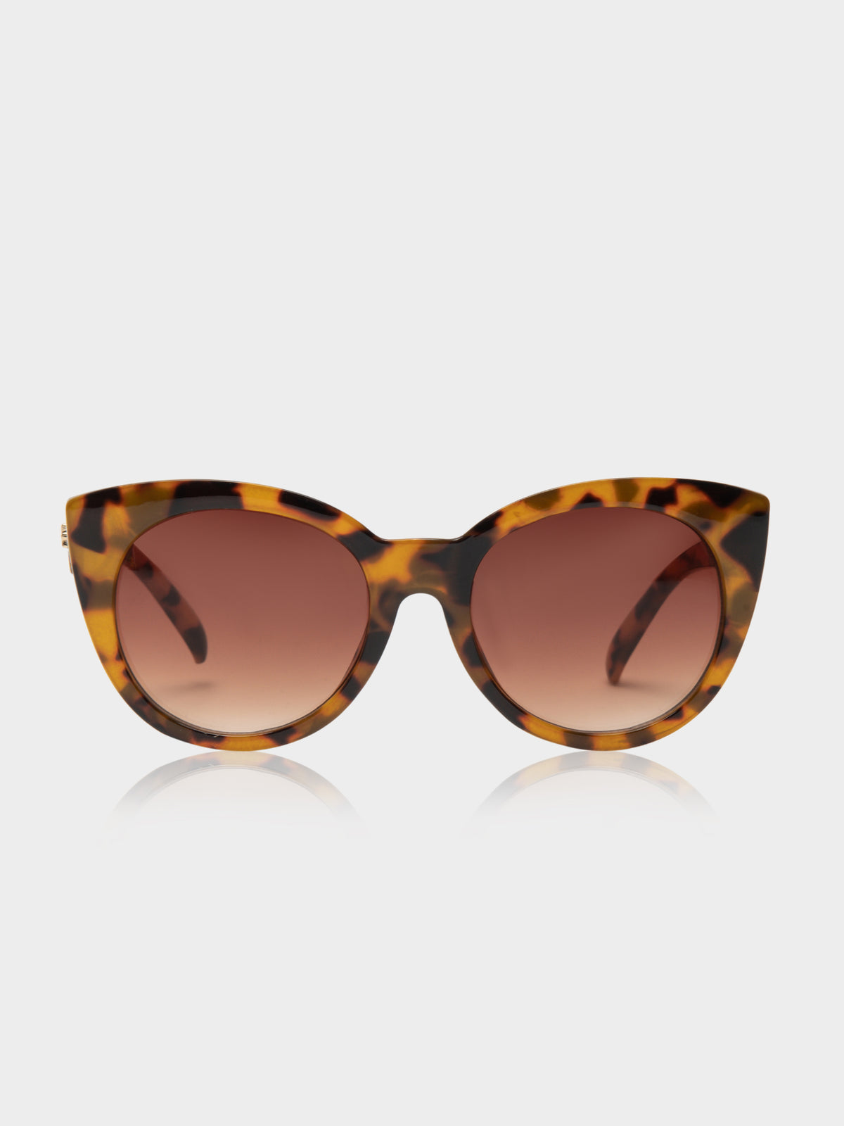 Beatrix Round Cat-Eye Sunglasses in Tortoiseshell