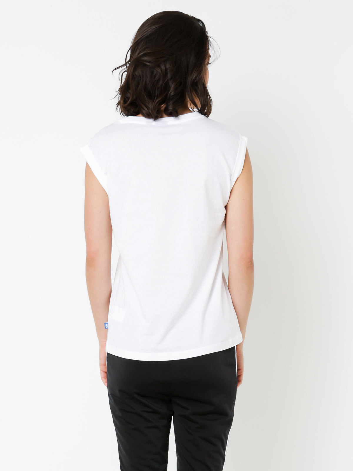 Boyfriend Rolled Sleeve Trefoil T-Shirt in White