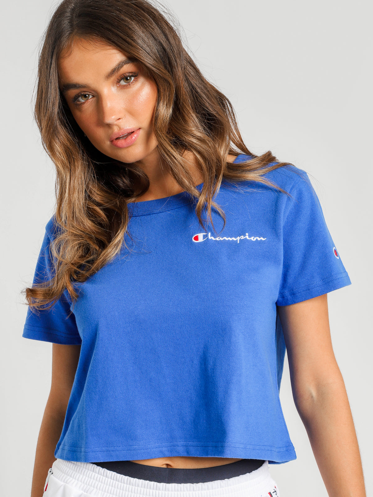 Cropped T-Shirt in Surf The Web Blue