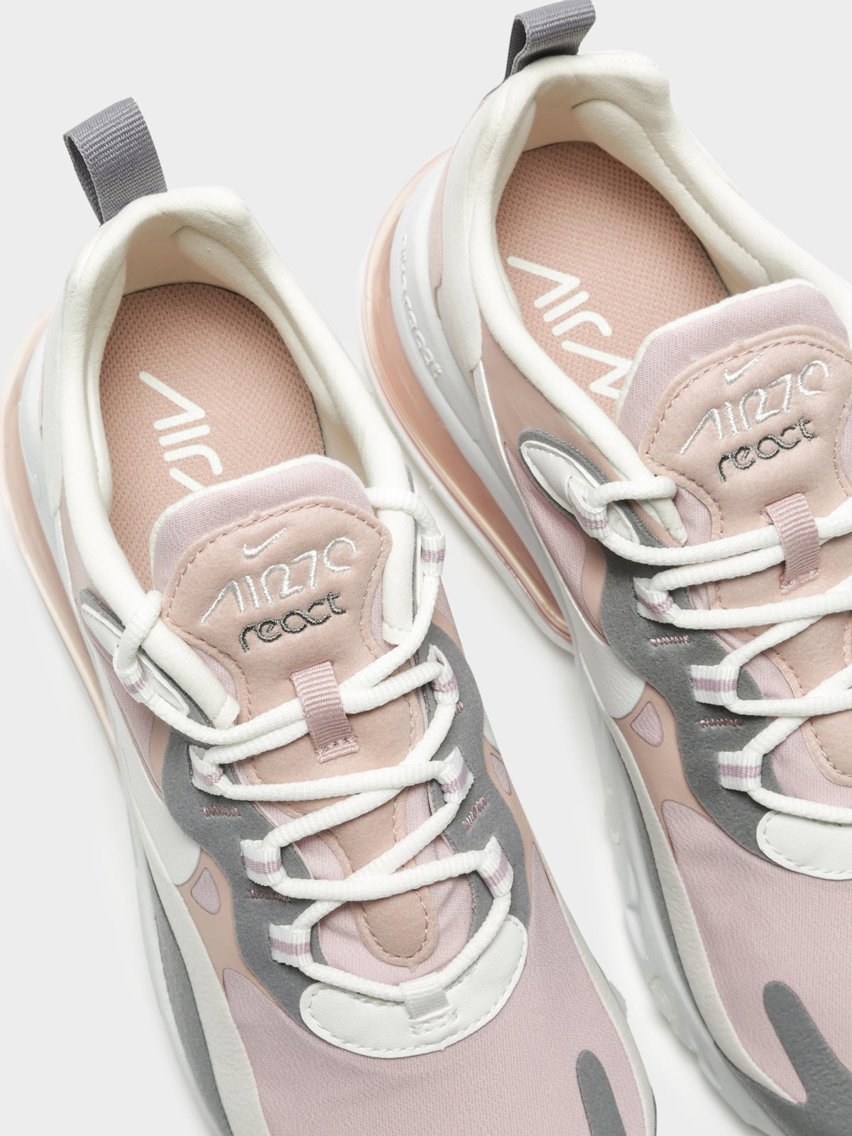 Womens Air Max React 270 Sneakers in Pink, White &amp; Grey