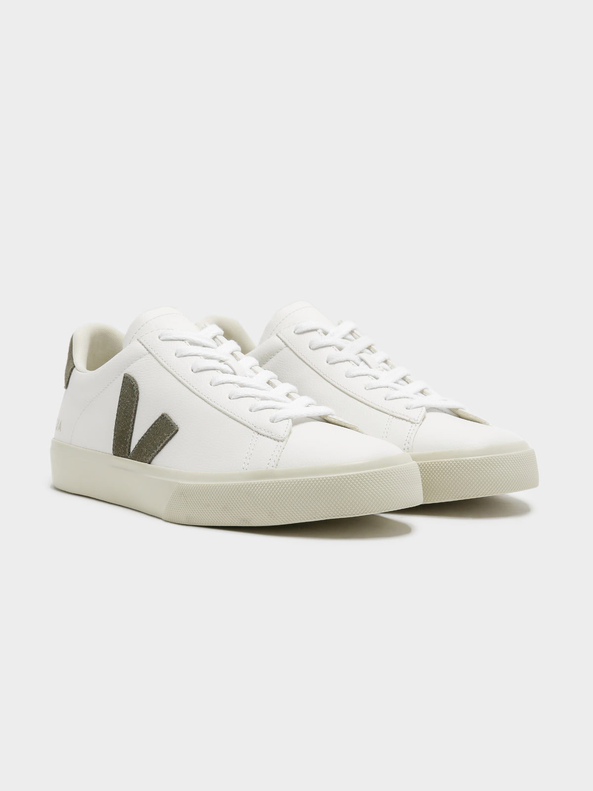 Mens Campo Leather Sneakers in White &amp; Khaki