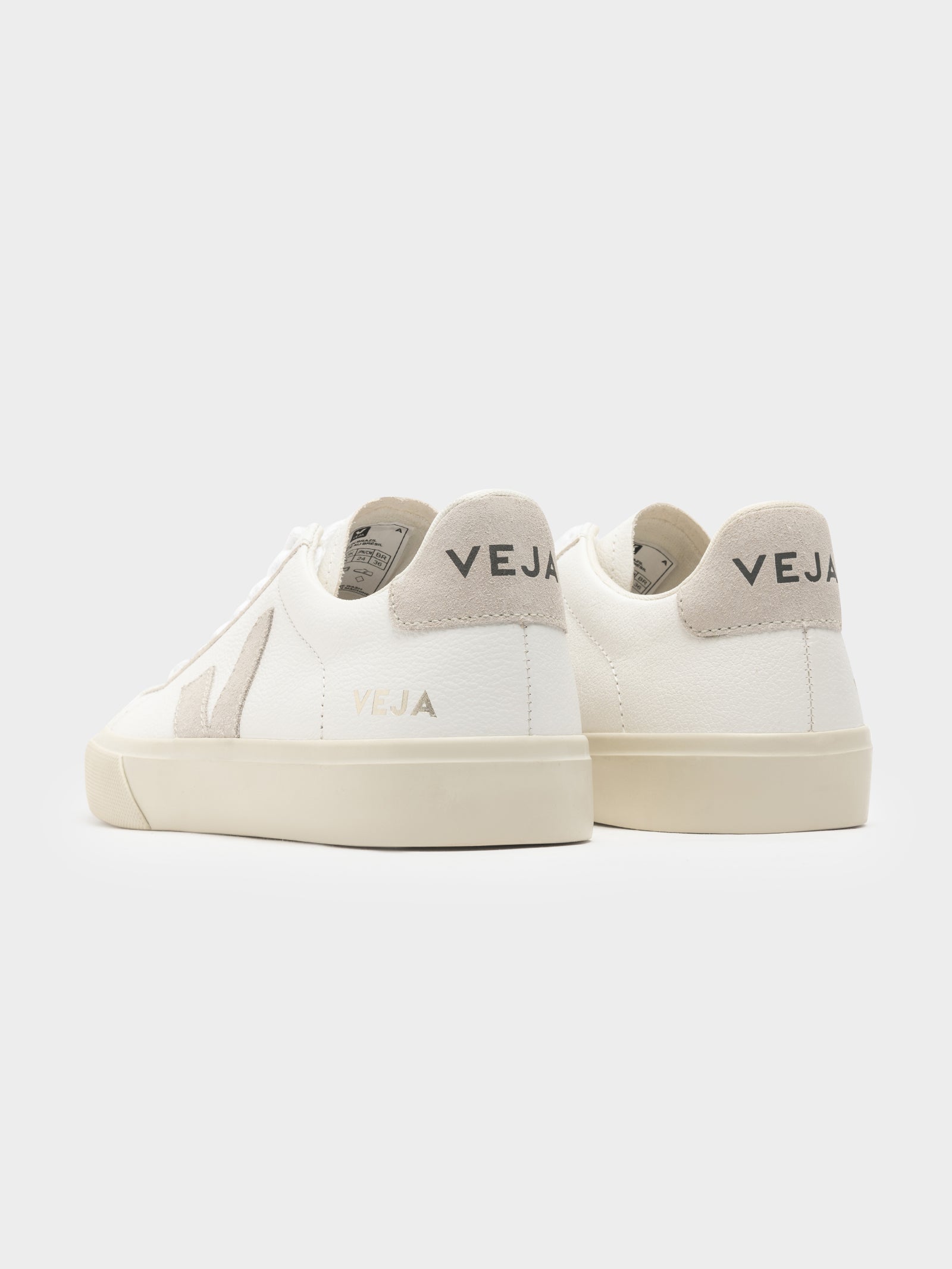 Womens Campo Leather Suede Sneakers in White & Natural Suede
