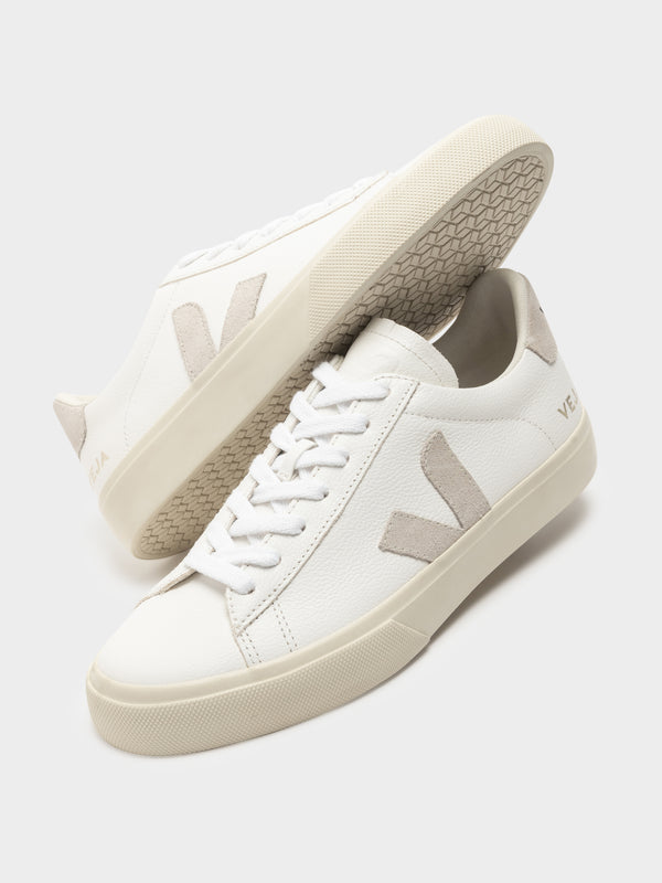 Mens Campo Leather Suede Sneakers in White & Natural Suede - Glue Store