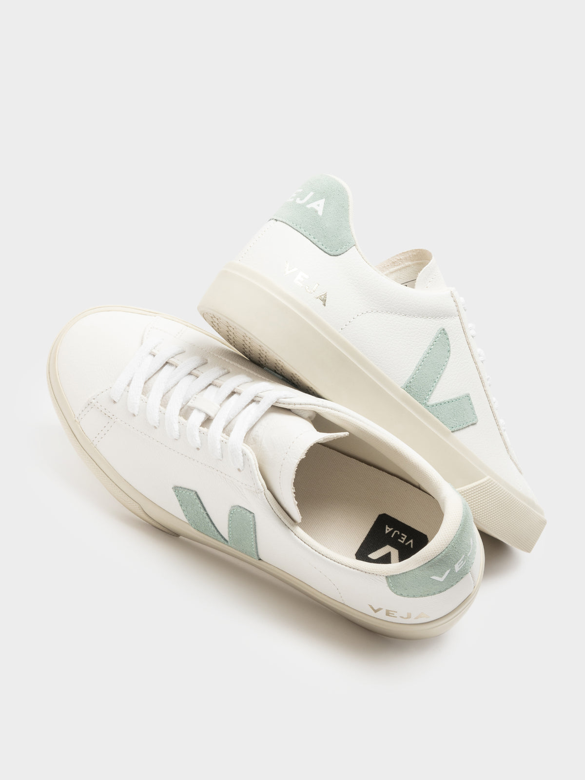Womens Campo Leather Suede Sneaker in Extra White &amp; Matcha