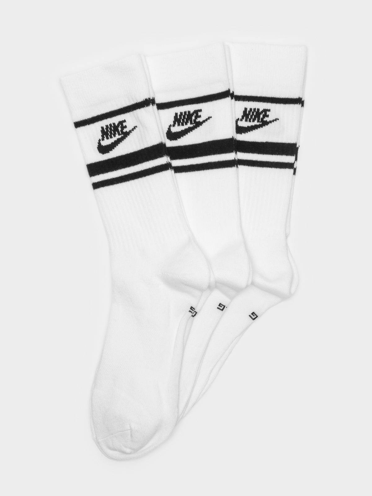 3 Pairs of Essential Crew Socks in White &amp; Black