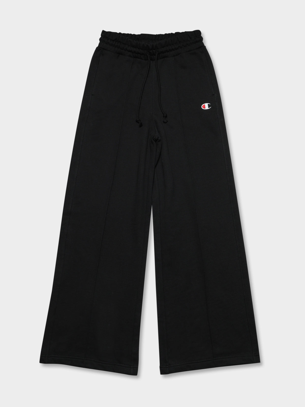 Reverse Weave Small C Wide Joggers in Black