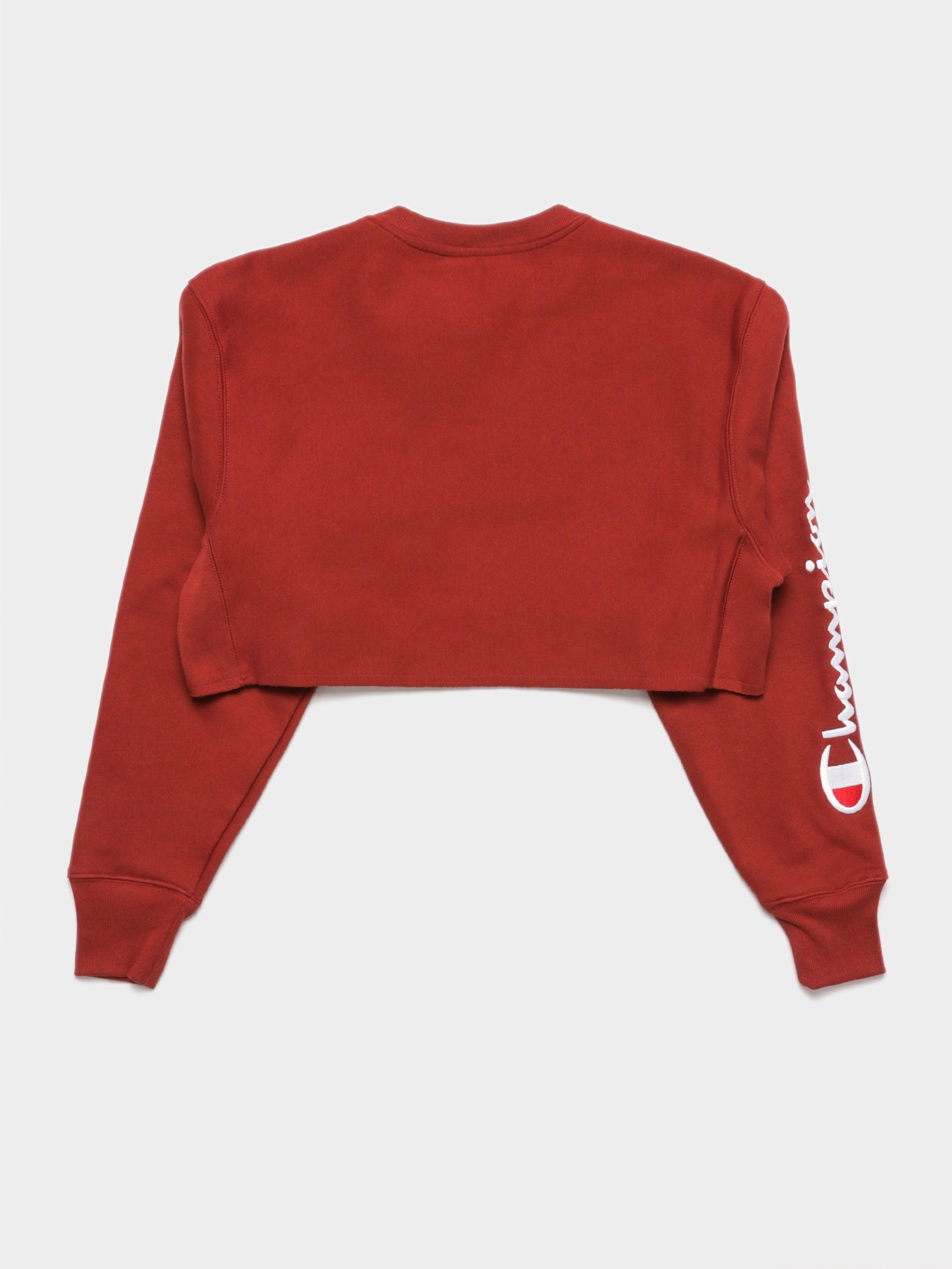 Reverse Weave Script Cropped Crew Jumper