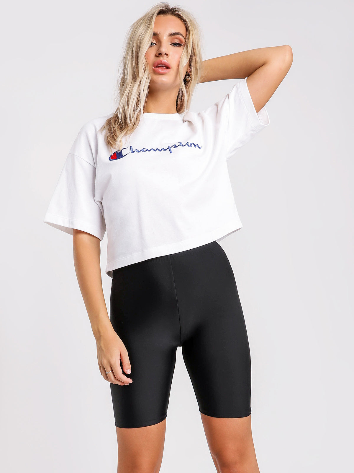 Heritage Large Script Crop T-Shirt in White