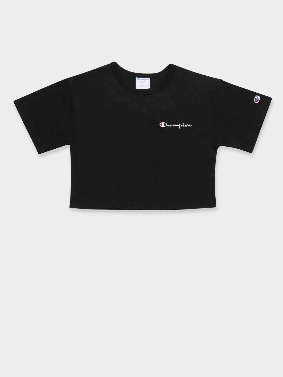 Heritage Mini Script Cropped T-Shirt in Black