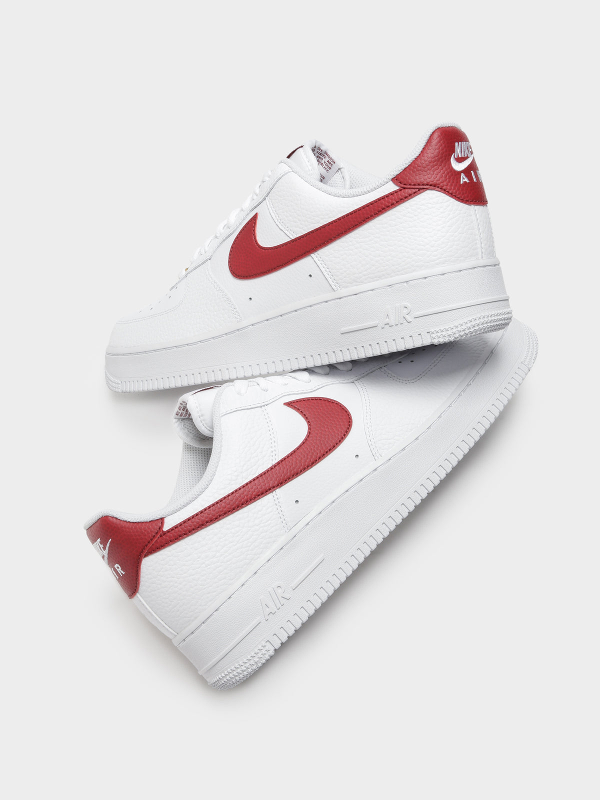 Mens Air Force 1 &#39;07 Sneakers in White &amp; Team Red