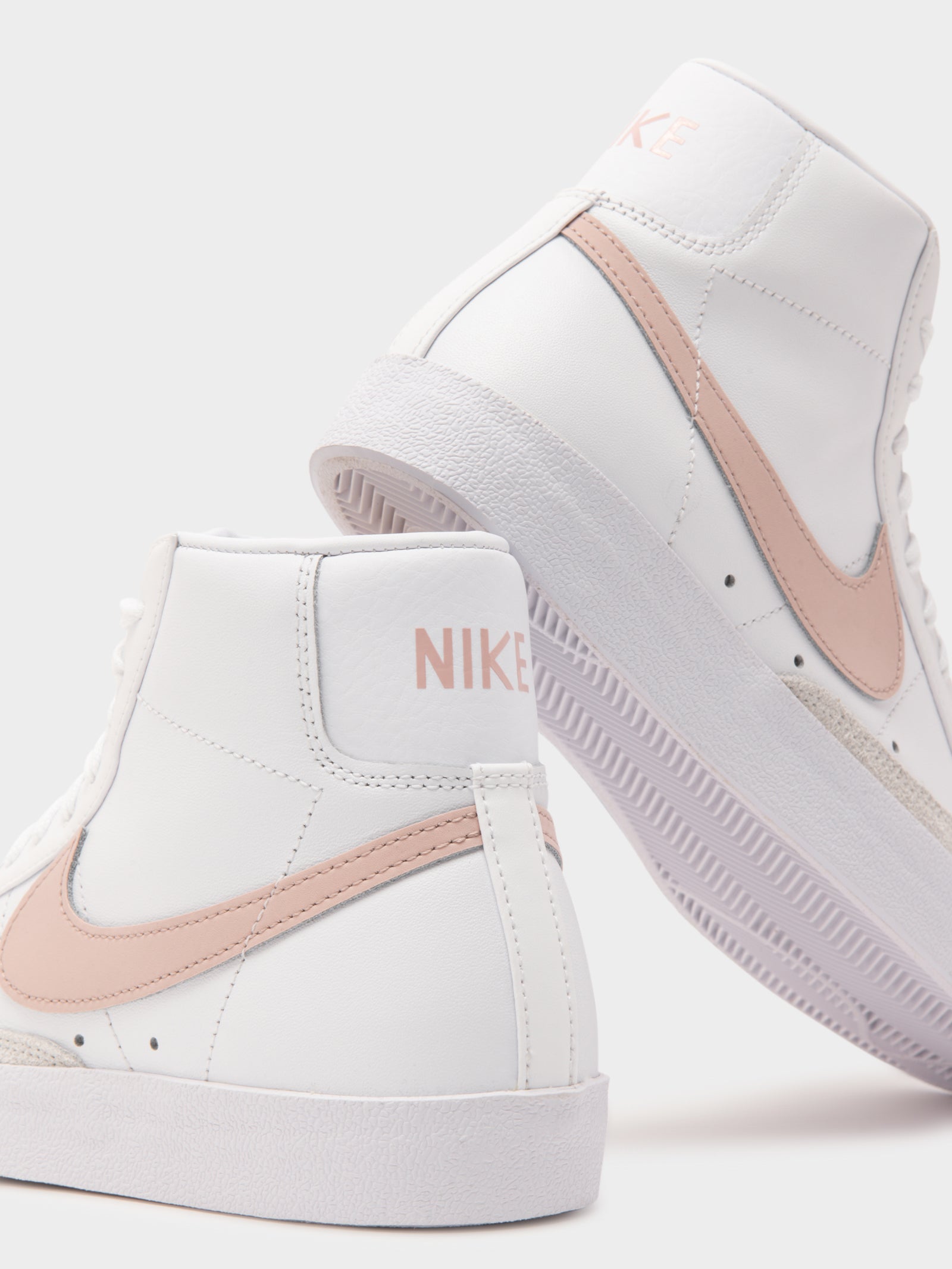 Womens Blazer Mid 77' High Top Sneaker in White & Pink Oxford