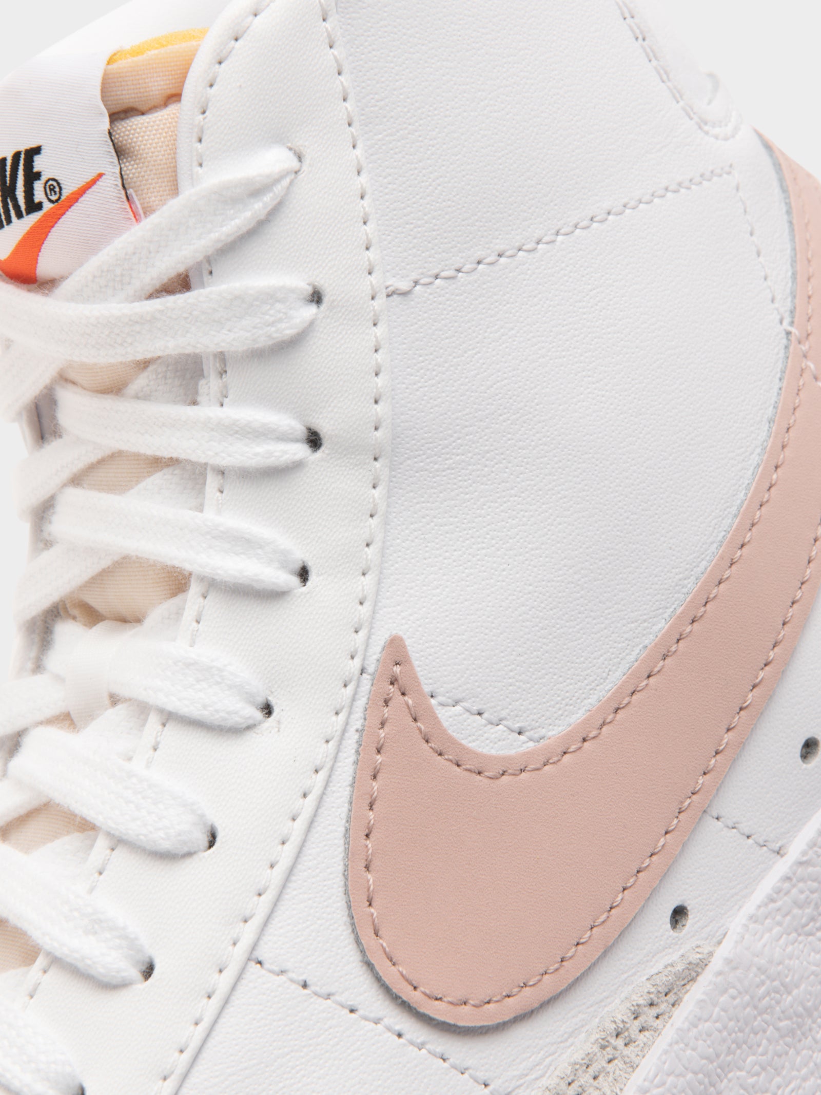 Womens Blazer Mid 77' High Top Sneaker in White & Pink Oxford