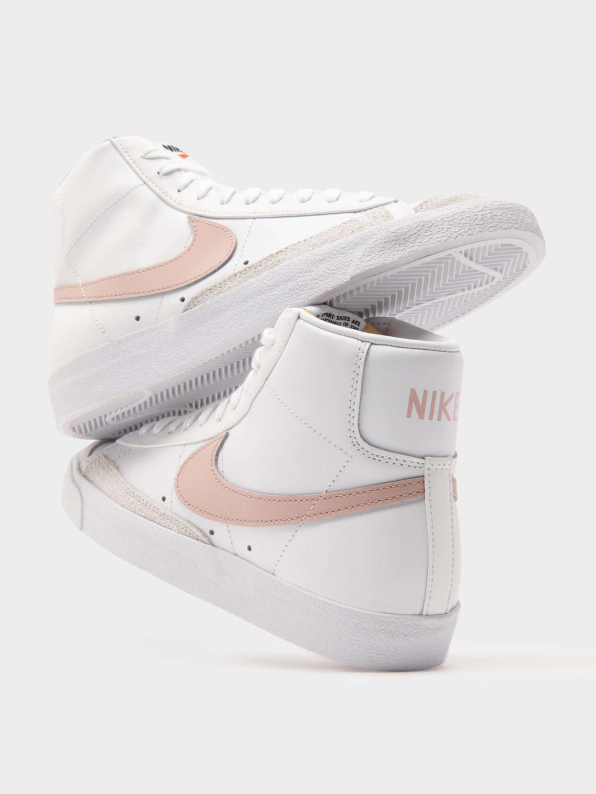 Womens Blazer Mid 77&#39; High Top Sneaker in White &amp; Pink Oxford