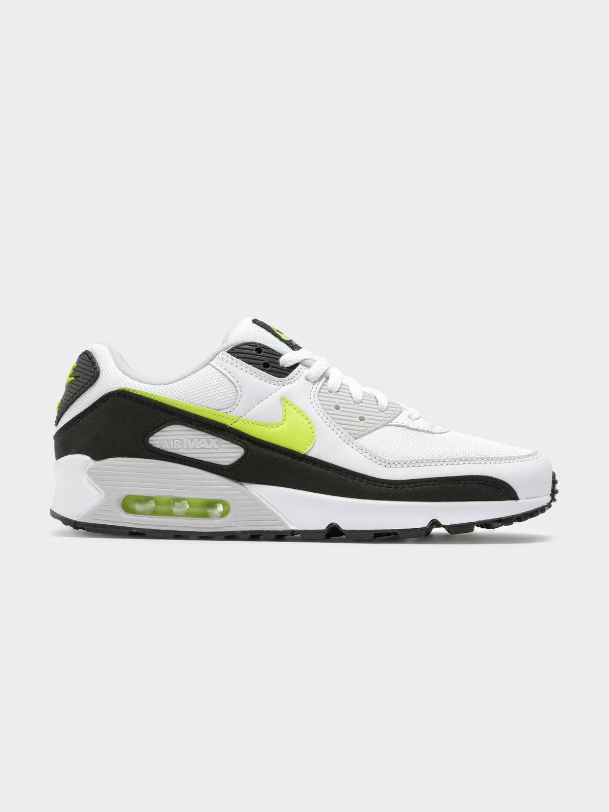 Mens Air Max 90 Sneakers in White &amp; Hot Lime