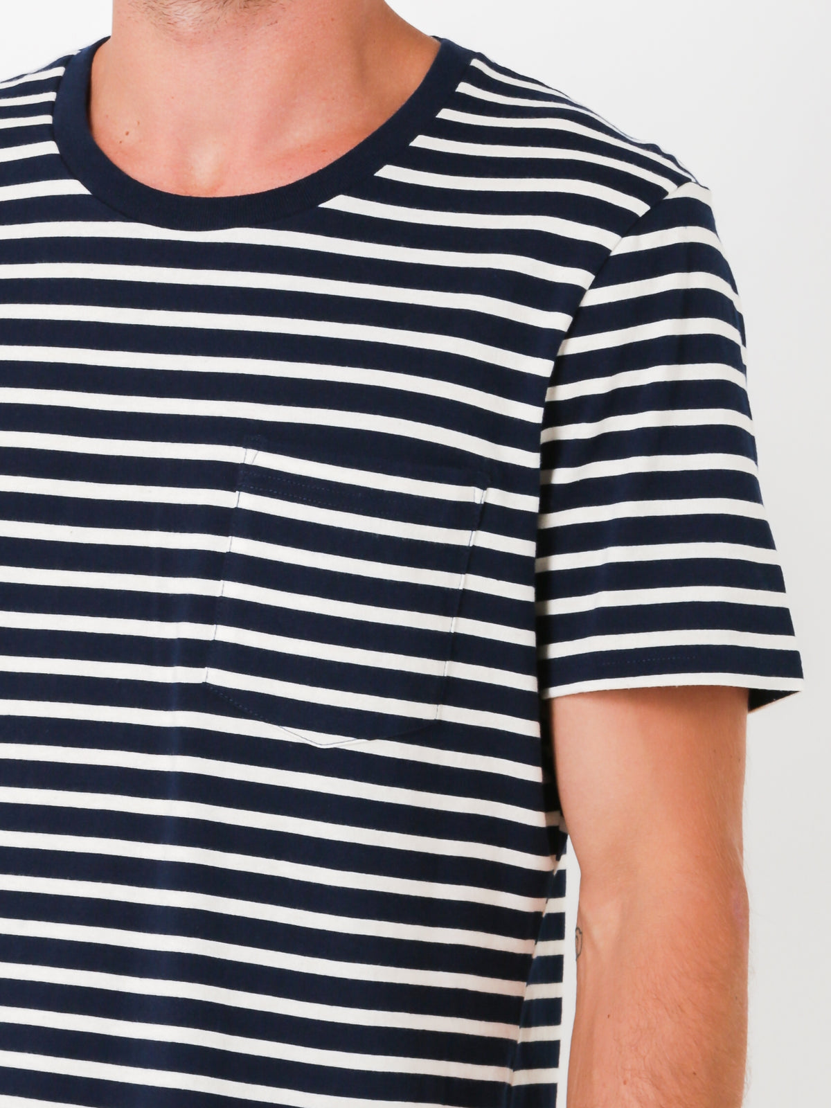 Stripe Pocket T-Shirt in Dark Navy